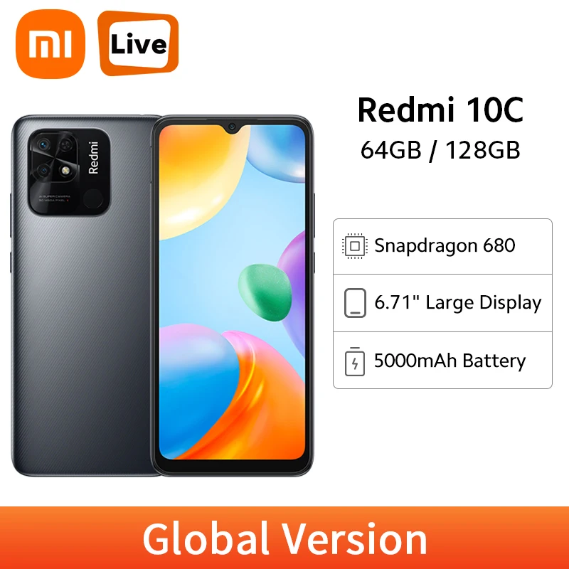 Смартфон Xiaomi Redmi 10C 10 дюймов Snapdragon 680 большой дисплей 6 71 дюйма аккумулятор 50 МП 5000
