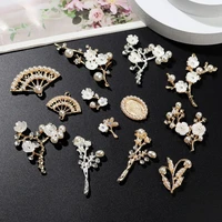 10pcslot miniature chinese traditional style alloy plum branch pearl fan diy jewelry accessories hairpin craft accessories