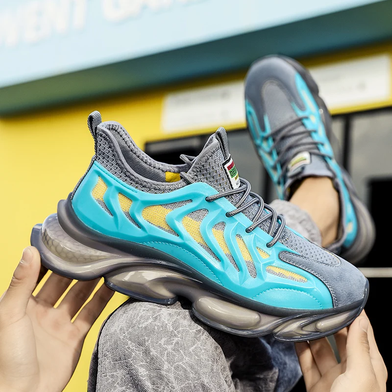 

Shoes Men's Sports Shoes Spring 2022 New Mesh Breathable Casual Running Shoes Non-slip Thick Bottom Fashion Travel Shoes Men