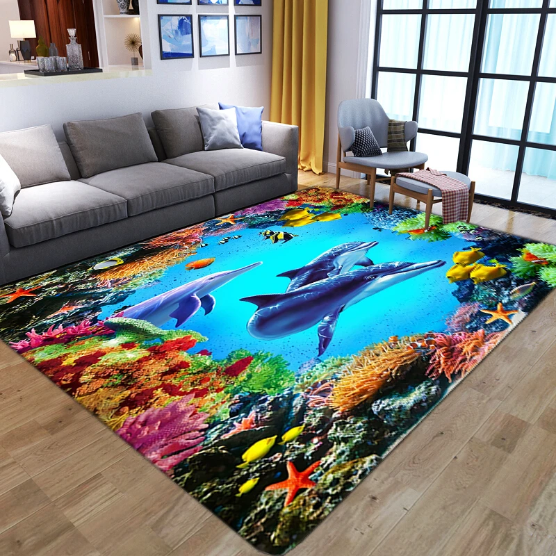 

3D великолепный подводный мир нескользящий ковер домашний Декор большие ковры для гостиной спальни прикроватный коврик детский игровой нап...