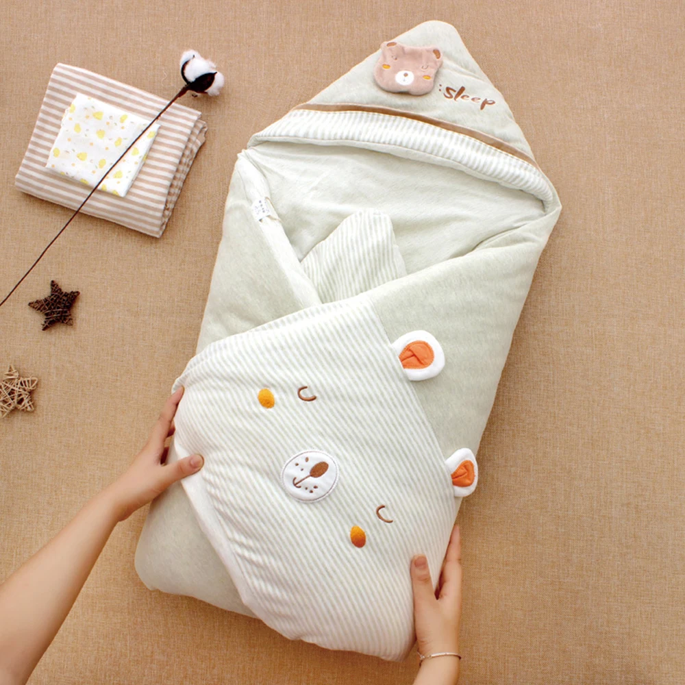 Colored Cotton Baby Blanket Winter Thick Detachable Inner Pad Bedding Sets Newborn Blanket Cartoon Animal Design Baby Swaddle