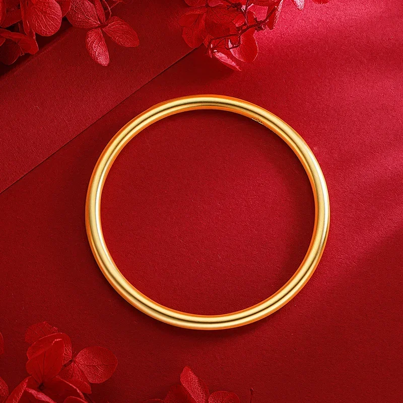 Настоящее золото 9999 24 К Премиум Sense Бесшовный тонкий песок 4 мм Браслет Древний