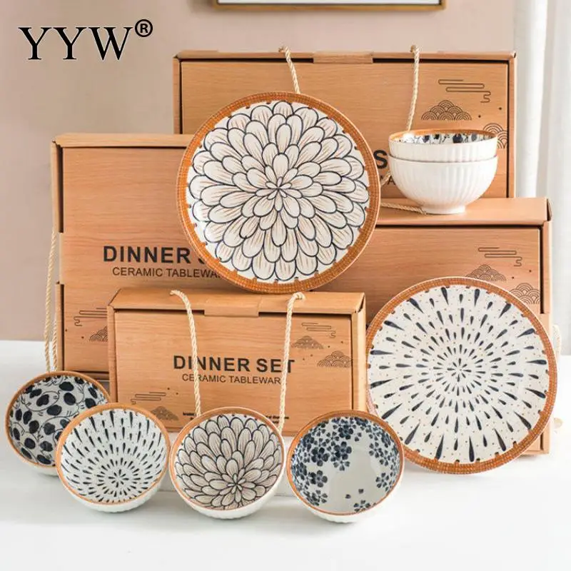Fashion Japanese Ceramic Bowl Set Simple Dessert Snack Salad Ice Cream Pasta Oatmeal Microwave and Dishwasher Box Kitchen Tools