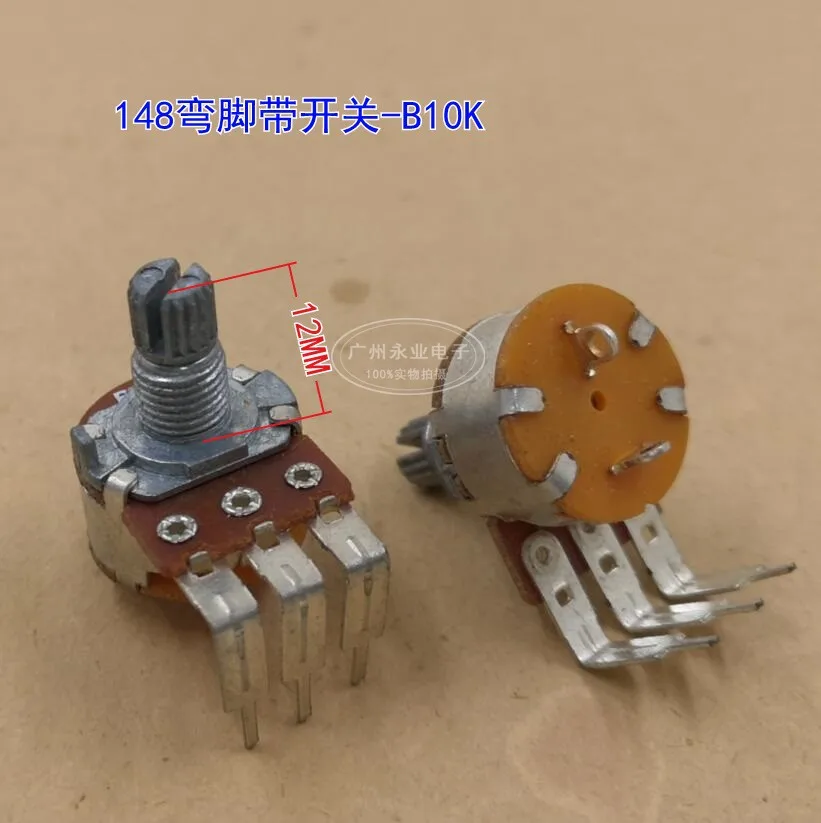 

5 шт. одиночный с переключателем WH148 изогнутая лапка B10K Регулируемый резистивный потенциометр регулировка скорости Регулируемая длина ручки 12 мм