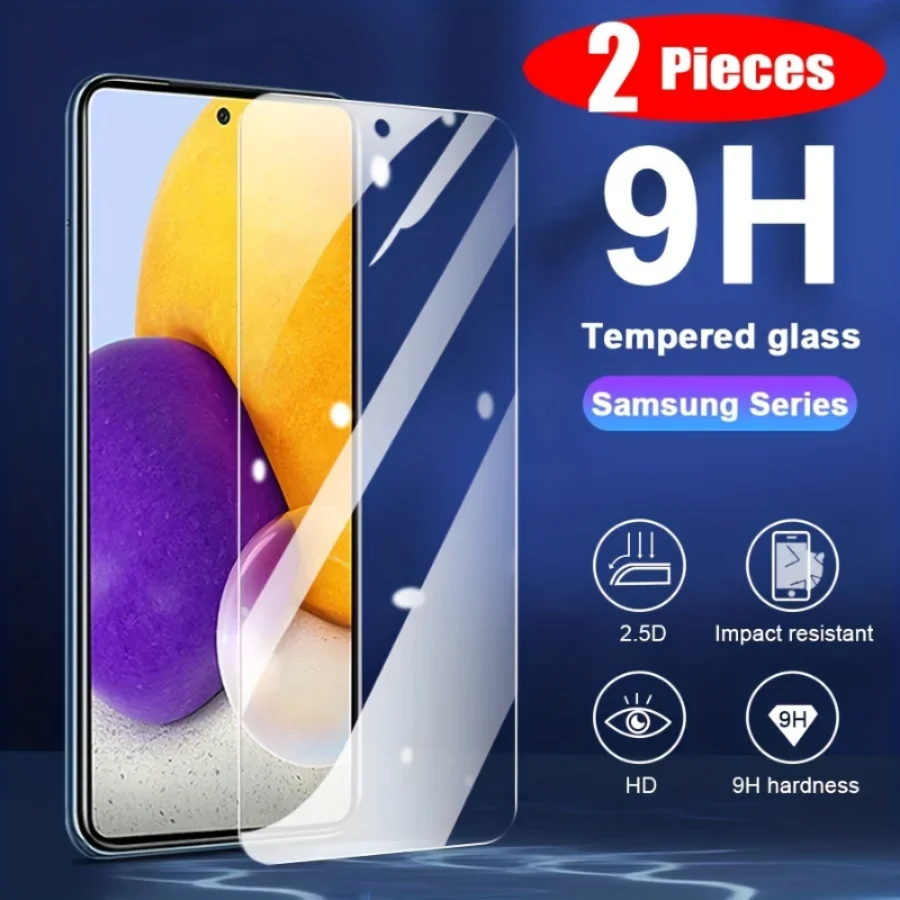 2 шт. HD 9H прозрачное закаленное стекло для Samsung Galaxy A55 A15 A35 5G A54 A14 A23 A03 A53 A52 A42 A32 A13 A20 A12