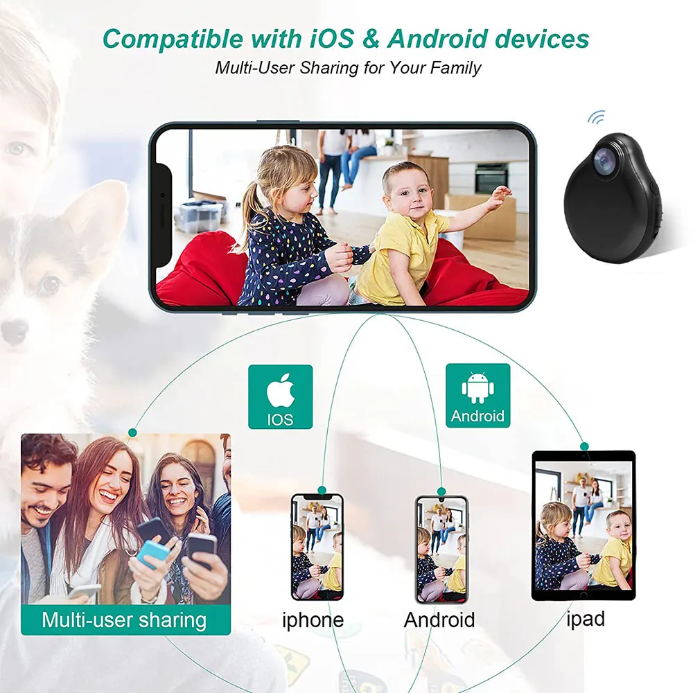 WiFi Web Cam Mini Camera IP Webcam HD 1080P Wireless Small Camcorder Micro Infrared Night Vision Audio Video DVR Recorder SP | Электроника