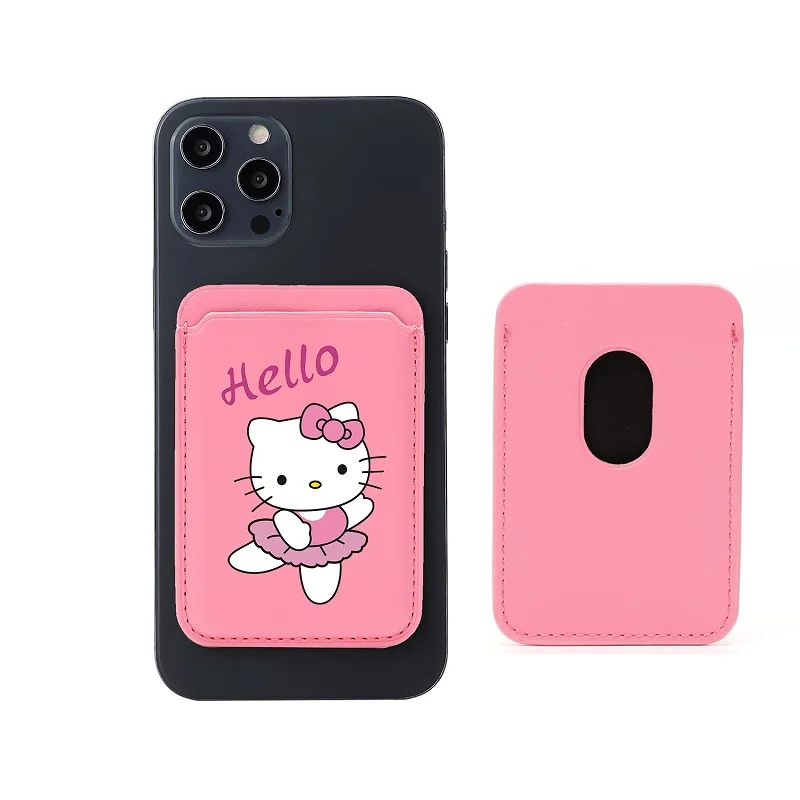 

Pink cute kitten PU Leather Card Holder For Magsafe Magnetic Card Bag Wallet Case For iPhone 12 13 14promax card case for gift