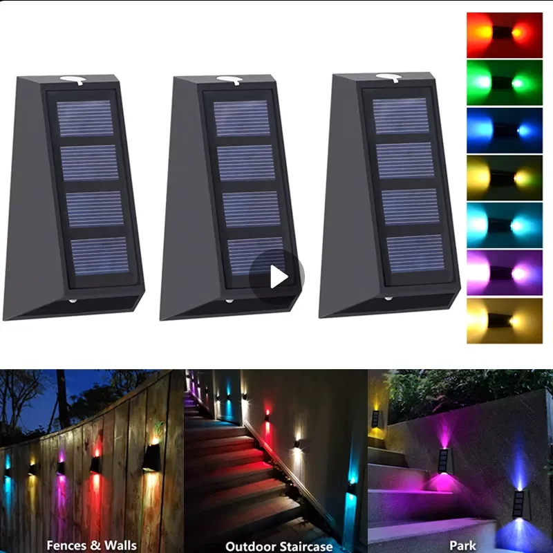 

2023NEW Waterproof Solar Wall Light Fence Light Solar Garden Light Corridor Lights Garage Lights Warm/White/RGBW Solar Light