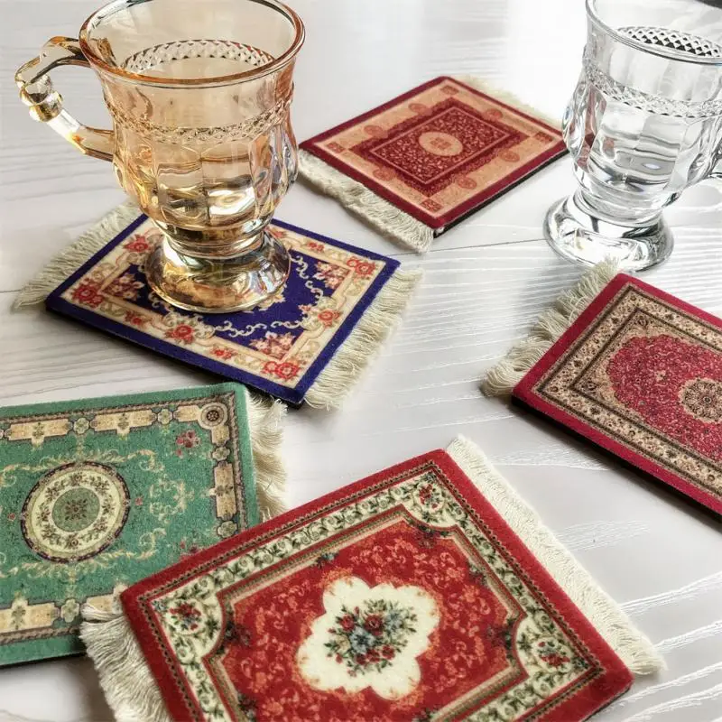 

Ins Table Mat Persian Style Non-slip Coaster Vintage Tassel Insulation Mat Kitchen Accessories Ethnic Meal Mat Soft Placemat