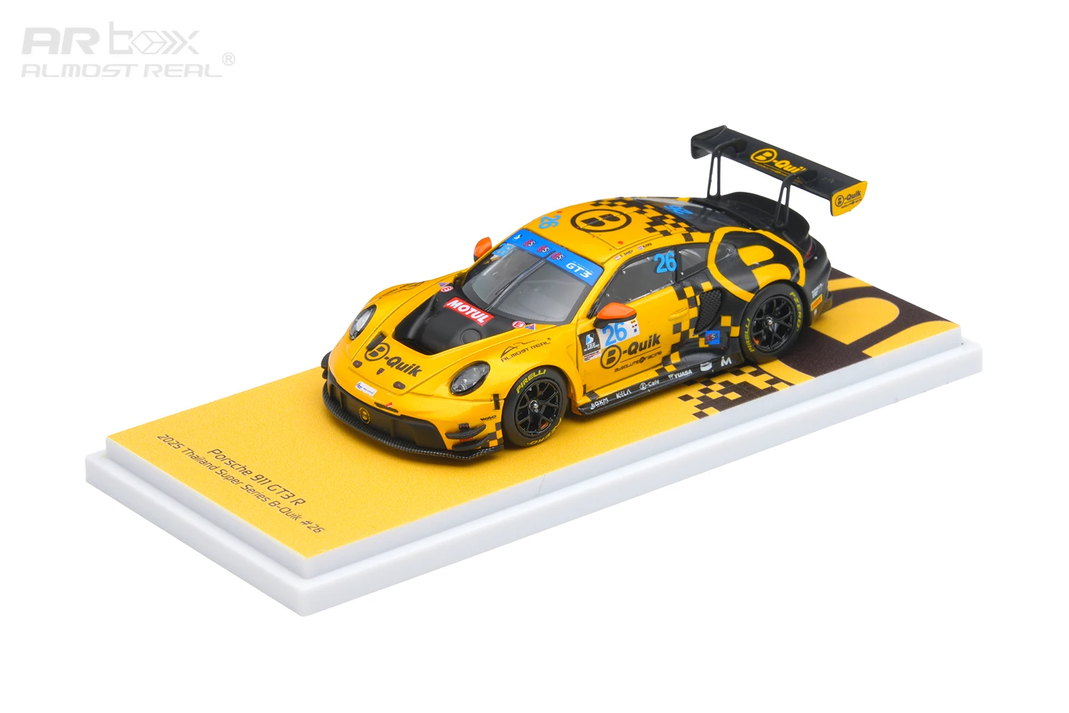 Фото AR BOX 1:64 992 GT3 Sepang / R B-Quik, литая модель автомобиля в металлическом желтом цвете №3