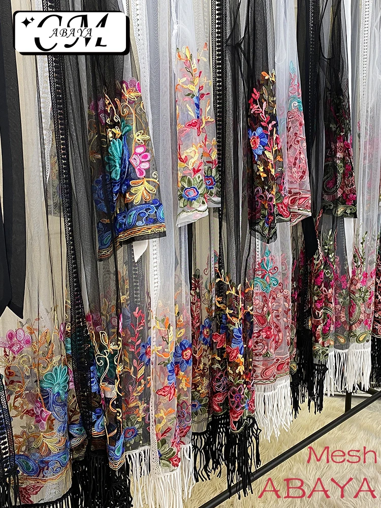 Мусульманские Абайи для женщин модная вышитая сеточка турецкий скромный кафтан
