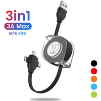 3 in 1 fast charger usb type c cable for iphone 13 pro max samsung xiaomi android phone charging micro usb c cable retractable