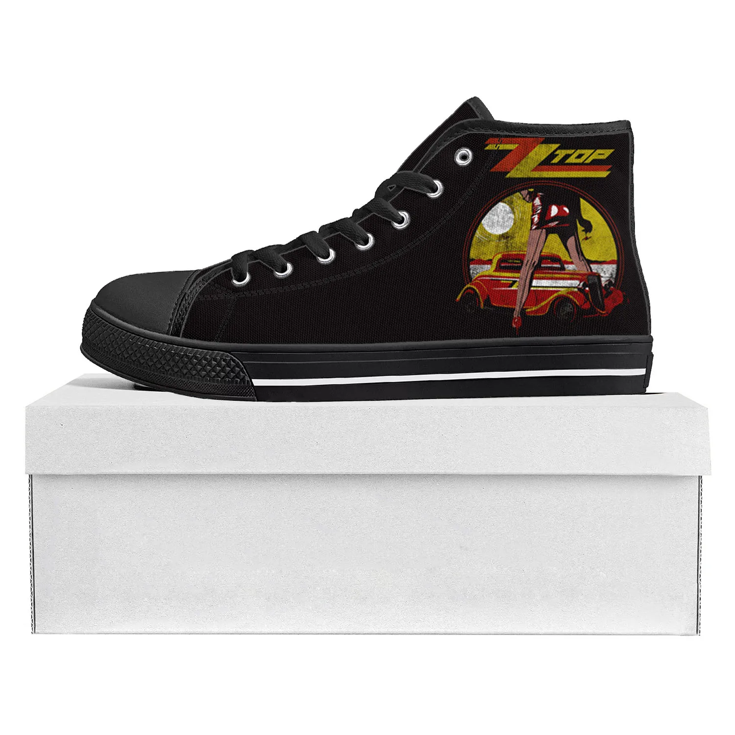ZZ Top Hard Rock Band Fashion Popular High Top High Quality Sneakers Mens Womens Teenager Canvas Sneaker Couple Shoe Custom Shoe