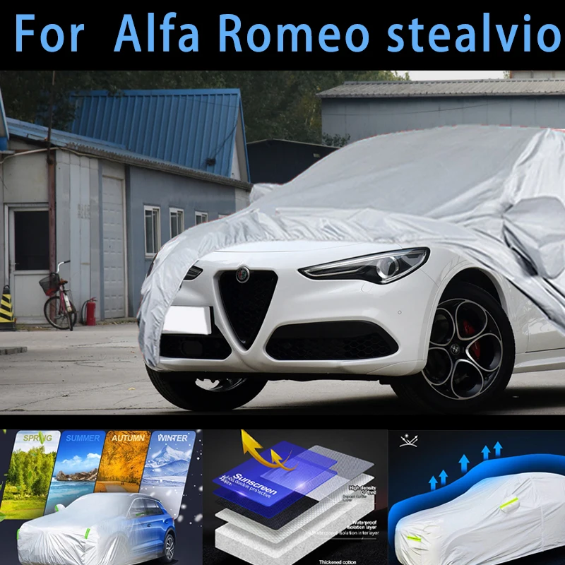 For AIfa Romeostealvio Outdoor Protection Full Car Covers Snow Cover Sunshade Waterproof Dustproof Exterior cover protection