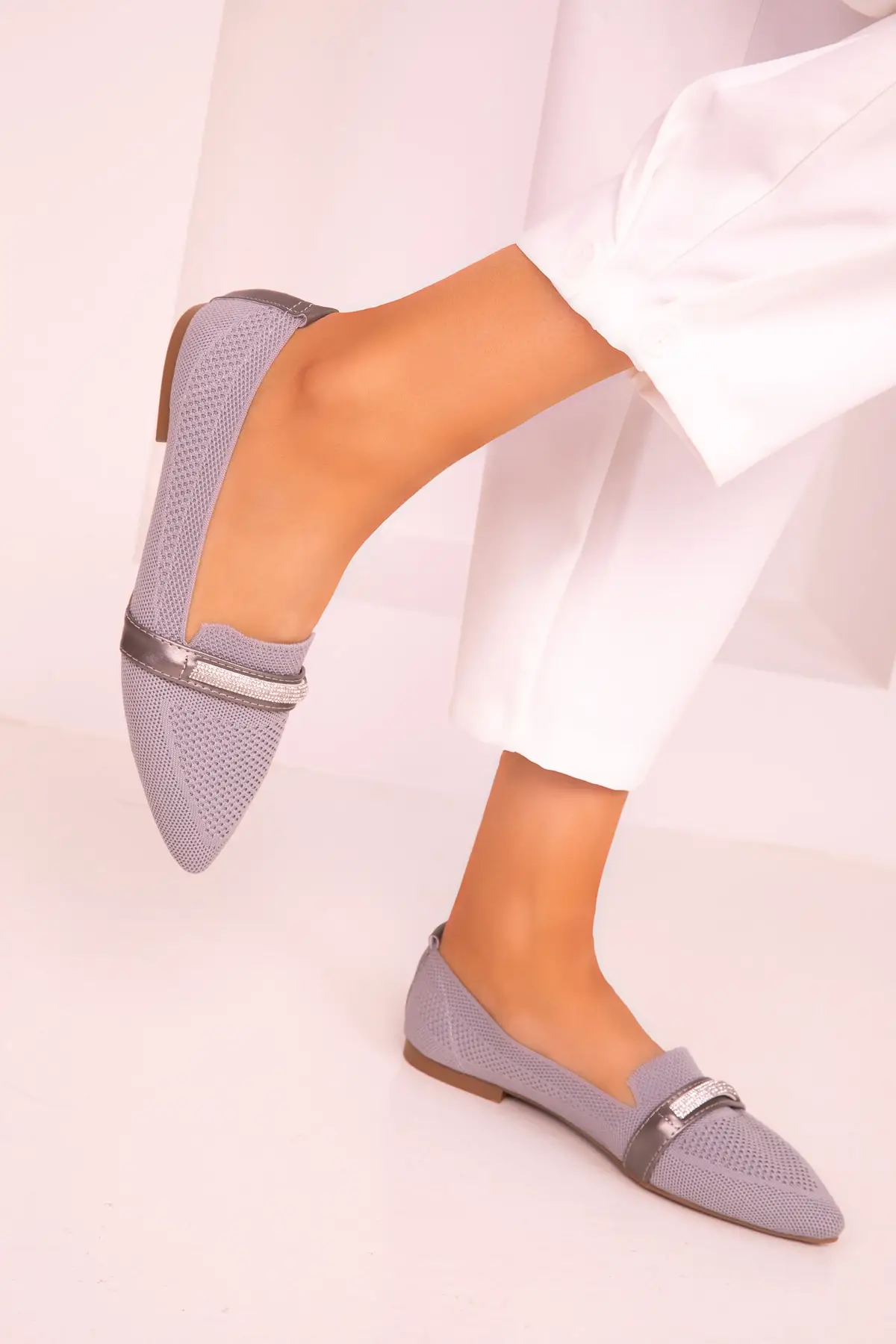 

Women Flats Shoes Gray Fashion Flats For Ladies Casual Shoes Elegant Flat Footwear Summer Ladies Shoes