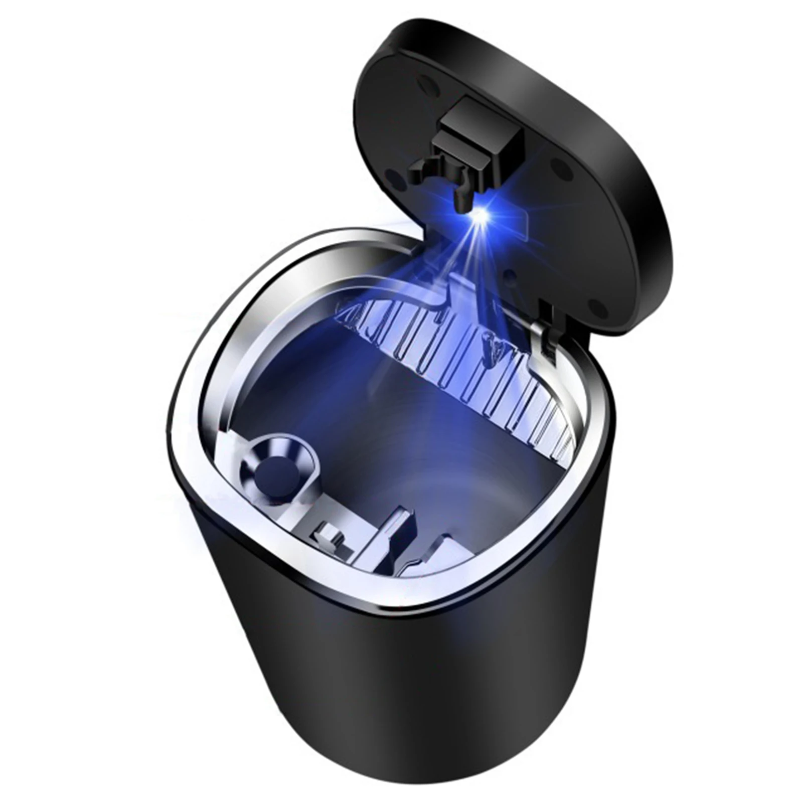 

Car Ashtray With LED Light Stainless Steel Ashtray Aluminum Cup Smokeless Car Trash Can With Lid Auto Ashtray Storage Cup Holder
