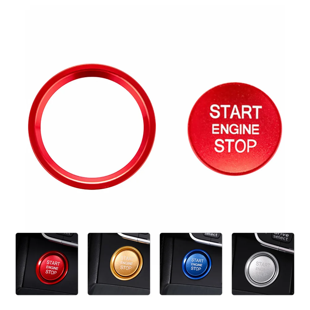 

2pcs/set Key Ignition Knob Cover Bling Push Start Button Cover Button Trim Sticker Interior Accessories