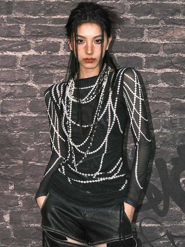 Женская футболка с принтом Bolopi длинным рукавом и графическим одежда Y2K 2023