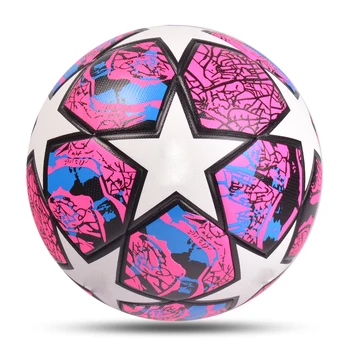 "Colorful Star Soccer Ball: Official Size 5, 4 Premier High-Quality Seamless Goal Team Match Ball for Football Training and League Play" 1