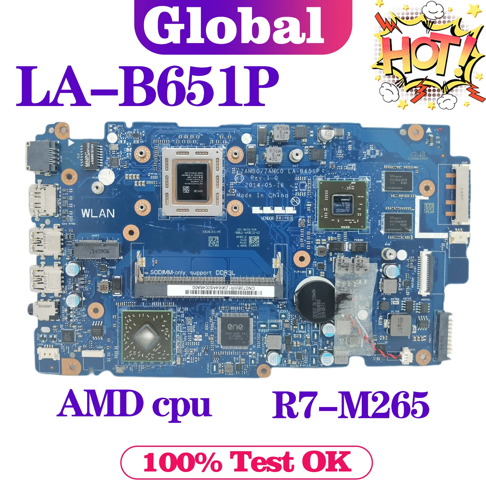 Notebook LA-B651P Mainboard For Dell Inspiron 5545 5445 Laptop Motherboard AMD A8-7100 A10-7300 CPU R7-M265 MAIN BOARD