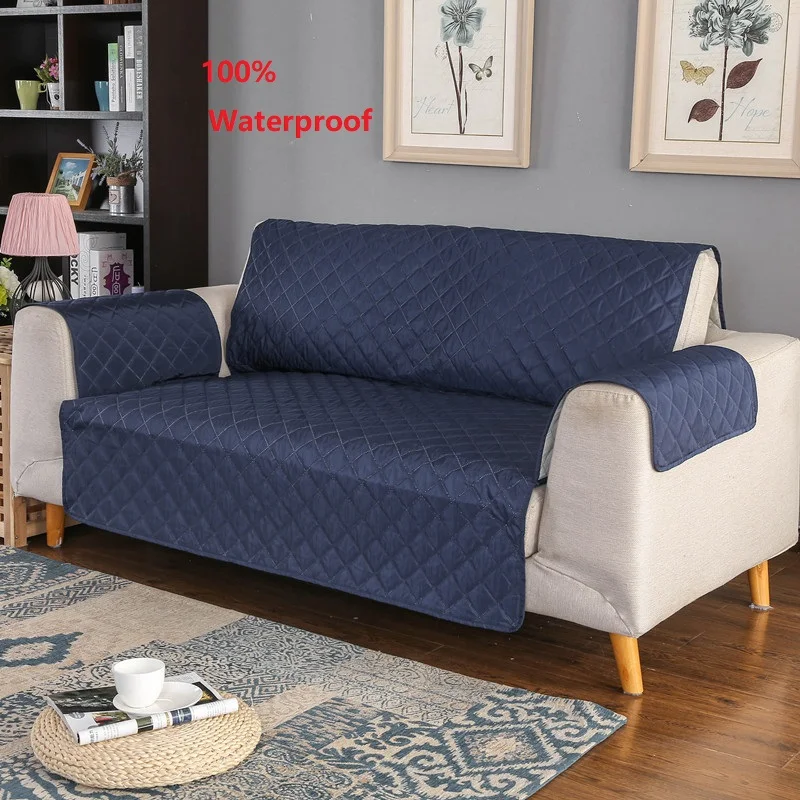 

Good Waterproof Sofa Cover Solid Color Gray Pets Dogs Sofa Towel Furniture Protector Cover Anti-slip Couch Cover