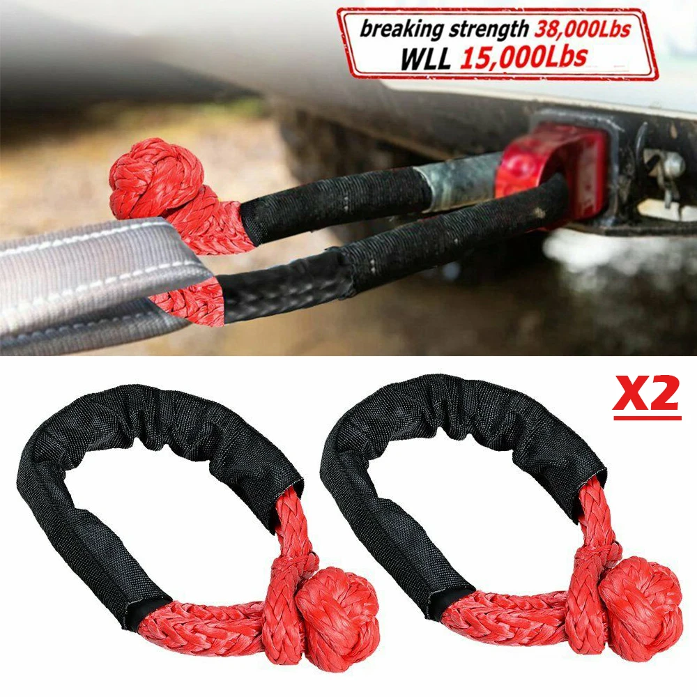 

2pcs Red Car Towing Rope 55cm 17000kg Durable Strength Synthetic Soft Shackle Recovery Ropes Practical Vehicle Accessories
