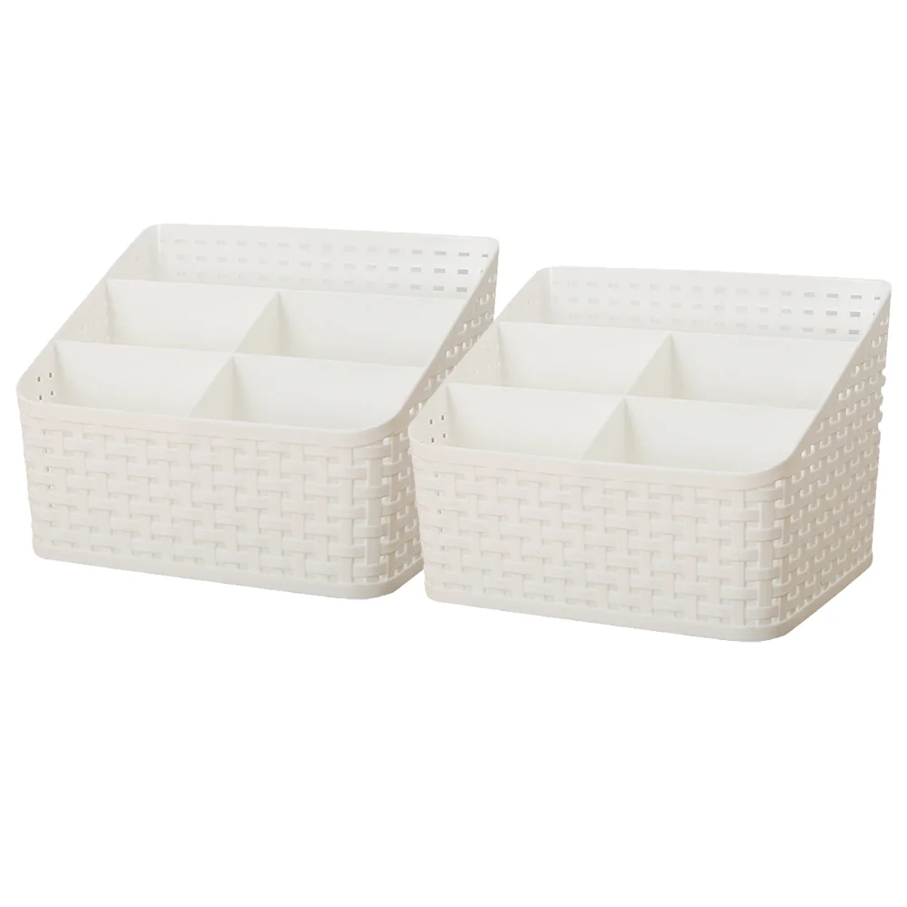 

Makeup Organizer Basket Sectional Bin Brush Box Remote Divided Slot Pen Stationery Desktop Table Dresser Holder Compartment Grid