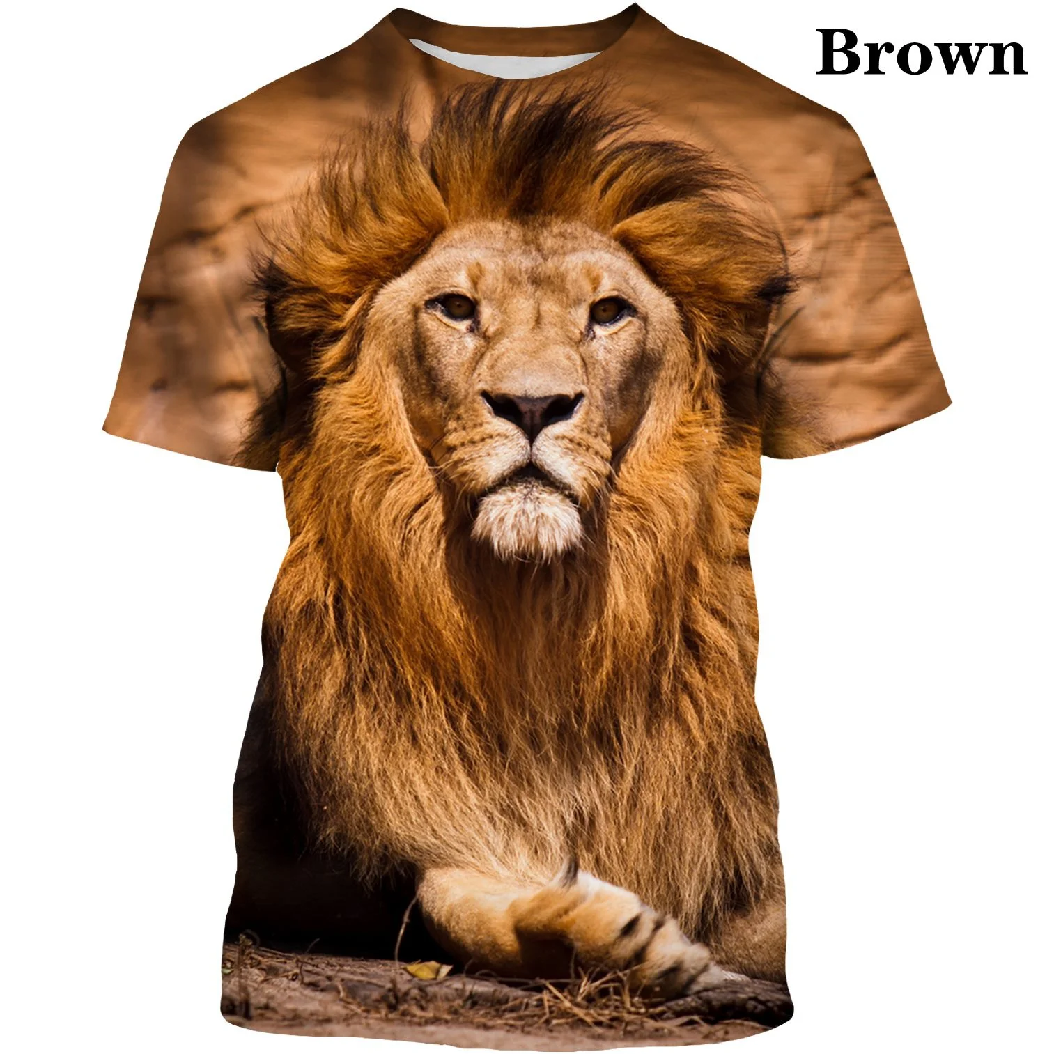 

New Hot Selling 3d Print Lion T Shirt Men's Short-sleeved Personality Hip-hop Round Neck Casual Summer Fashion Men's Sports Top