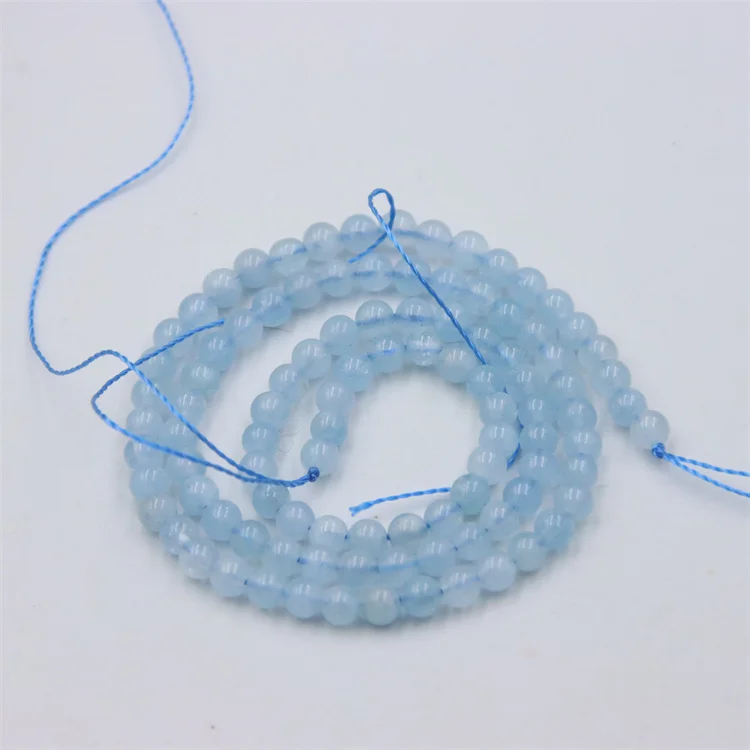 

Trend Fashion 4MM Natural Aquamarine Stone Ball Beads Elegant For Women Jewelry Gifts Party DIY Bracelets Necklaces Accessories