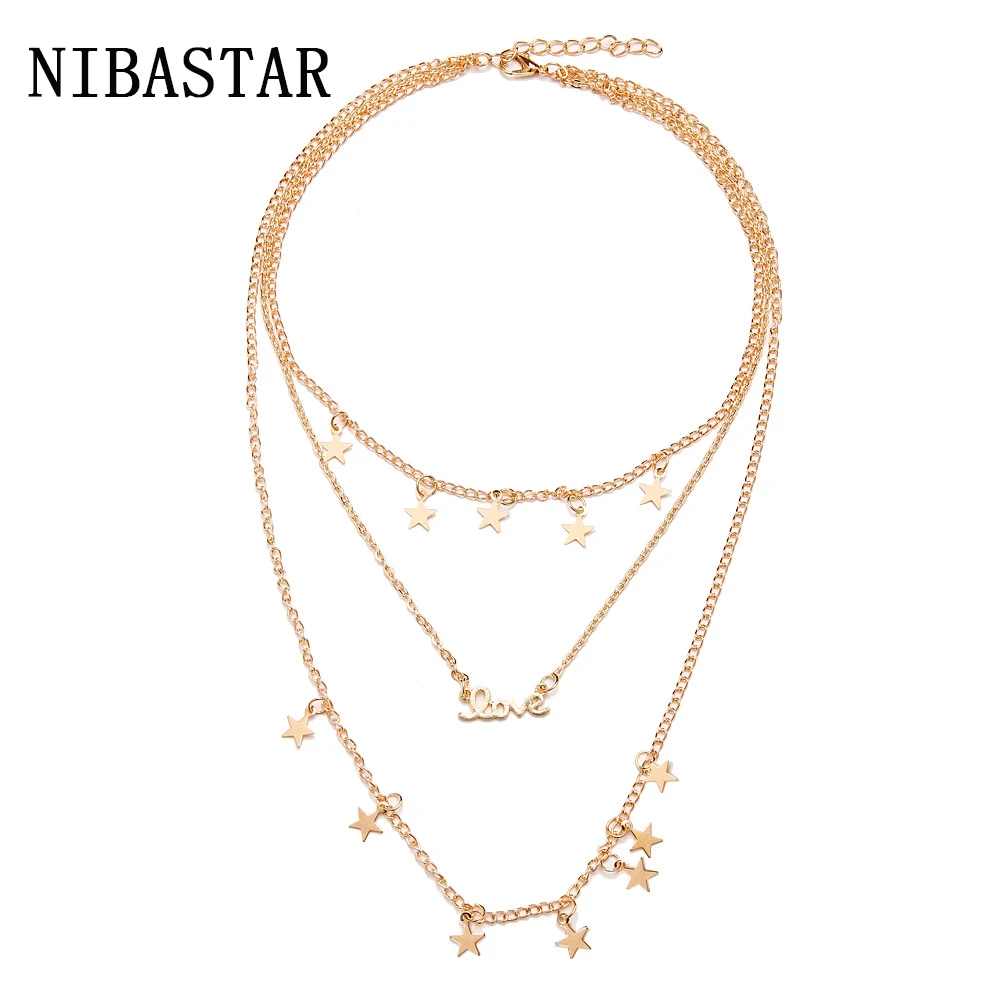 Новинка 2023 от NIBA, золотистые простые женские ювелирные изделия в виде звезды с пятиугольной звездой, подарки для женщин, винтажные подвески, ожерелья