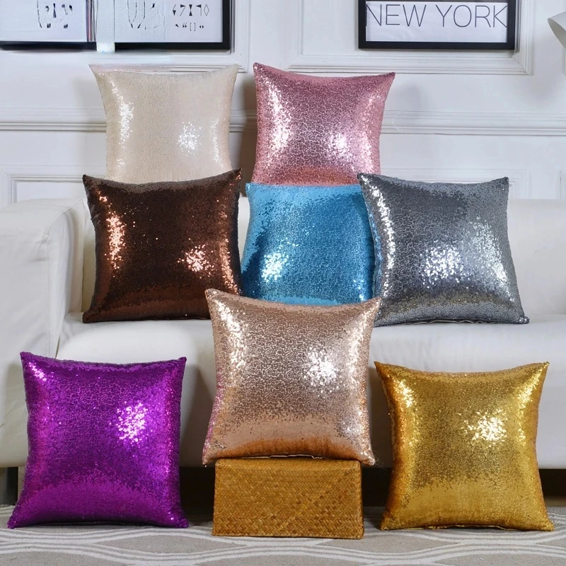 

Shiny Zipper Throw Pillow Case Sequin Pillowcase Rose Gold Pillowcases Cushion Cover for Wedding Party Home Decor 30x50 40x40