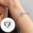 Бусины-шармы из серебра 100% пробы в виде сердца для браслетов