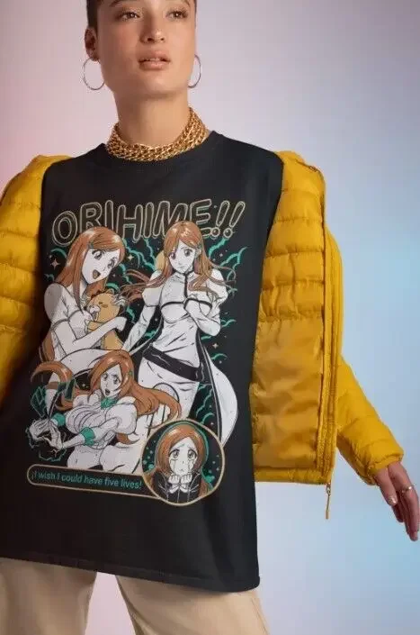 Футболка Orihime Inoue Zaraki Kenpachi Bleach Anime Ichigo Aizen Рубашка всех размеров