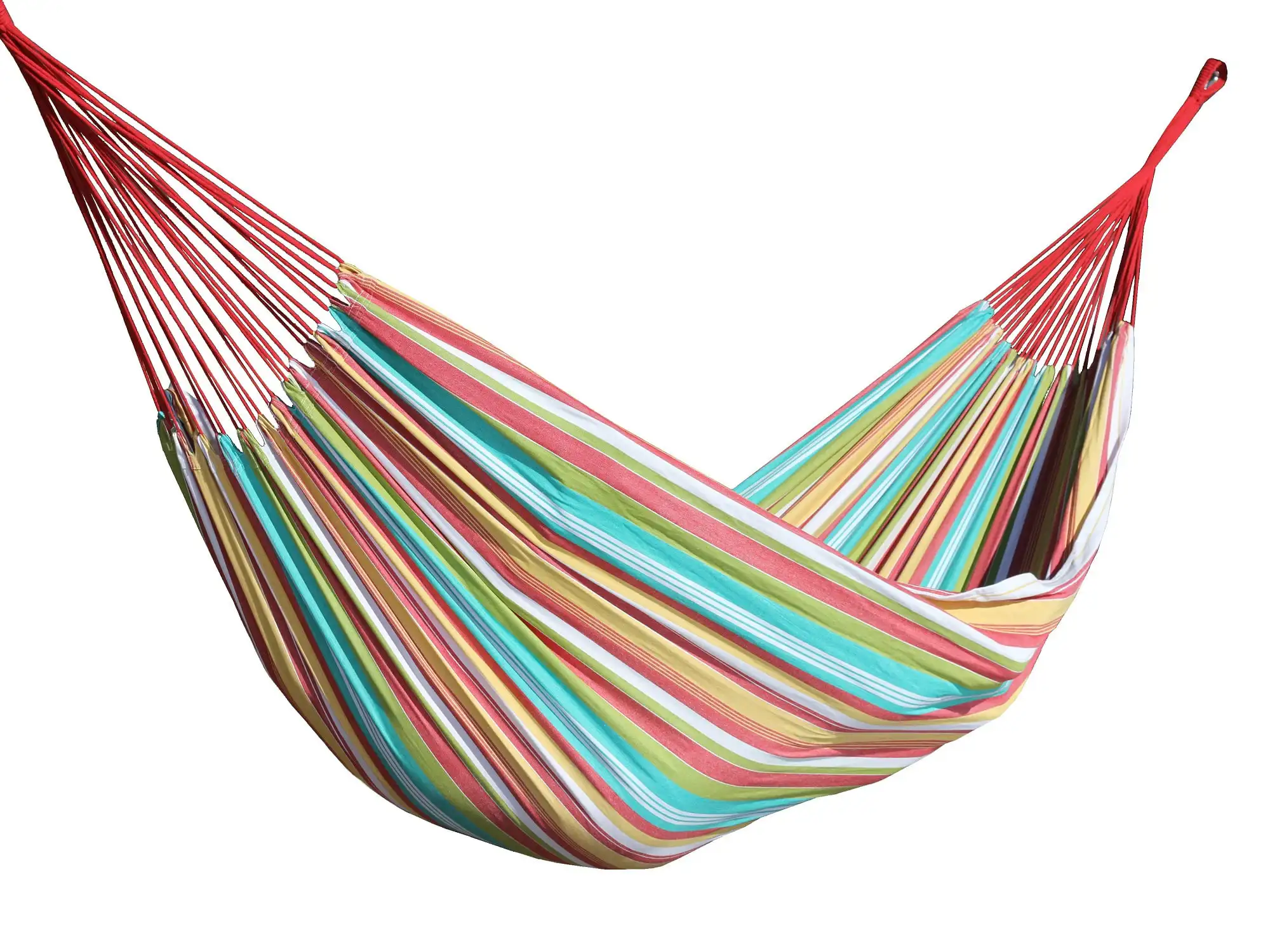 

144” Red and Green Striped Two Person Brazilian Style Hammock