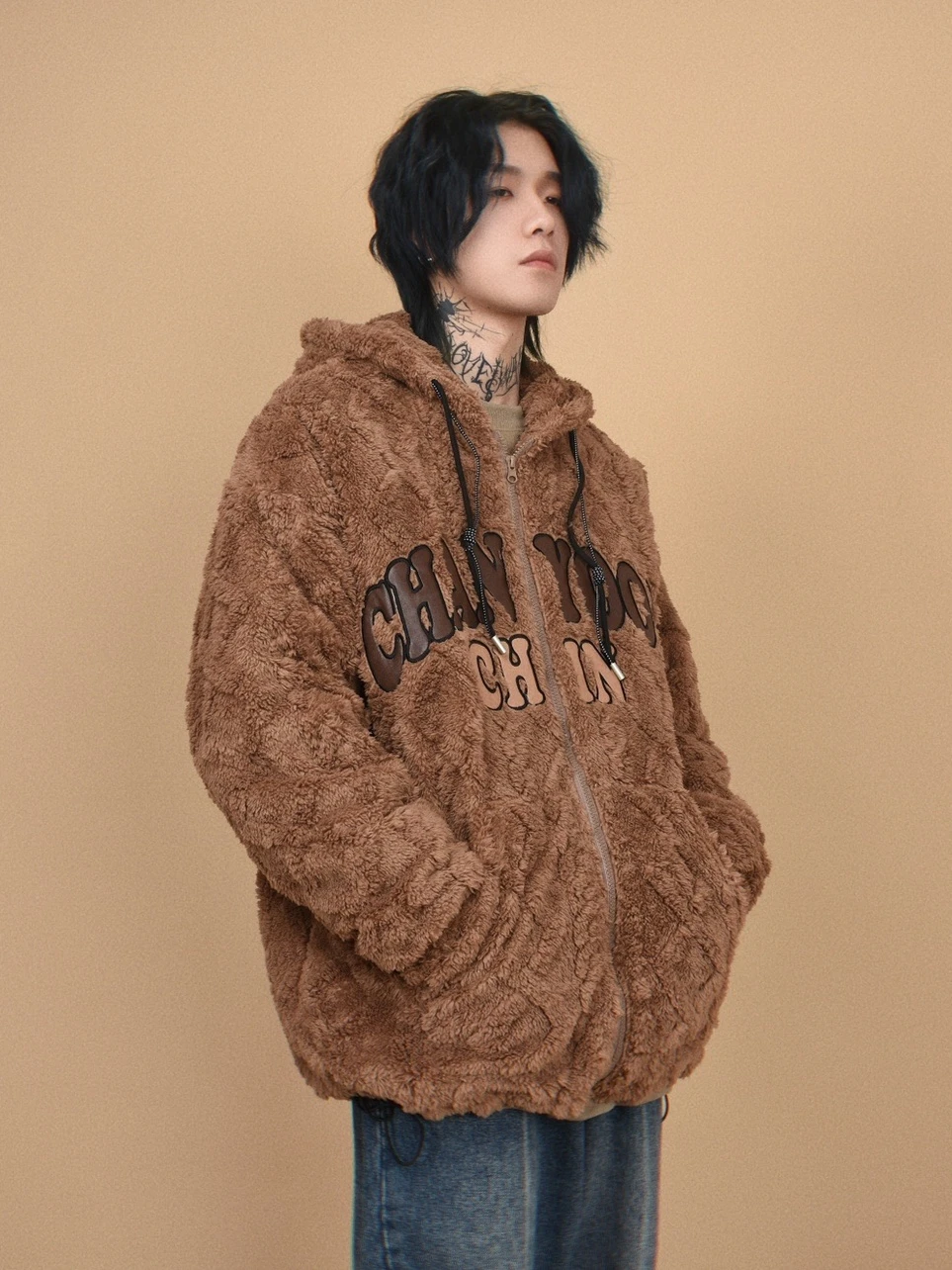 MZ Американская винтажная верхняя одежда с плюшевой вышивкой ягненка мужская