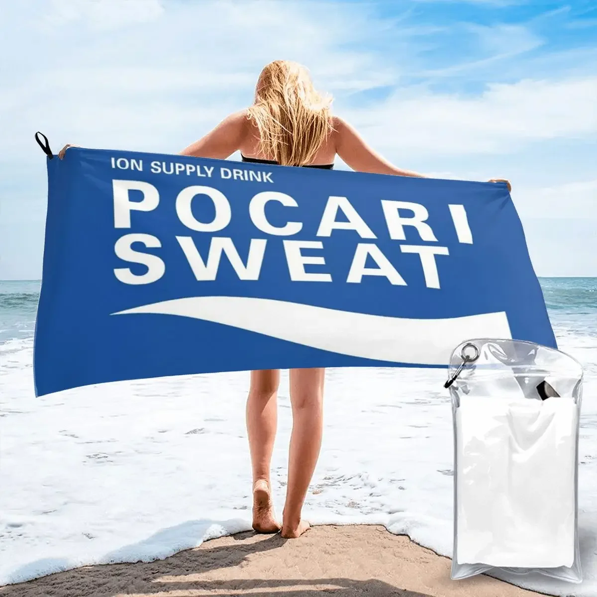 Фото Просто Some Pocari Sweat Merch Пляжное полотенце Мягкие быстросохнущие впитывающие полотенца из микрофибры для бассейна №1
