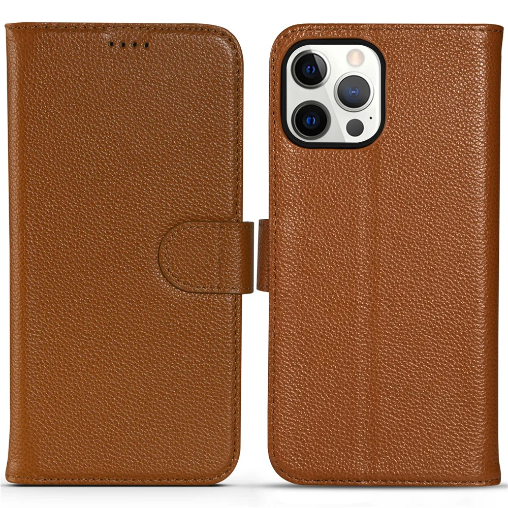 

Genuine Leather Phone Flip Case For iPhone 13 Pro Max 12 Magnetic Buckle Card Slots Wallet Stand Holder Shockproof Full Cover