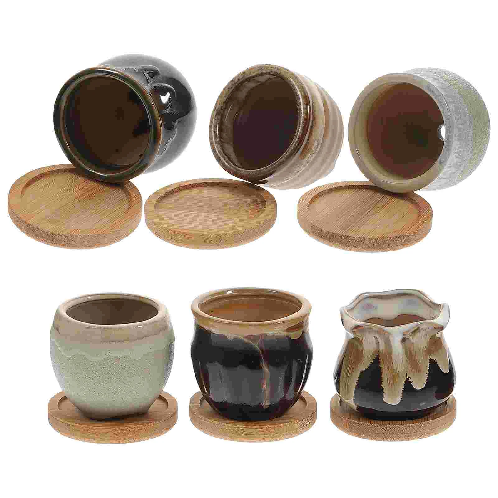 

Pot Planter Ceramic Flower Bonsai Pots Succulent Mini Clay Terracotta Container Garden Holder Nursery Air Potted Miniature Tiny