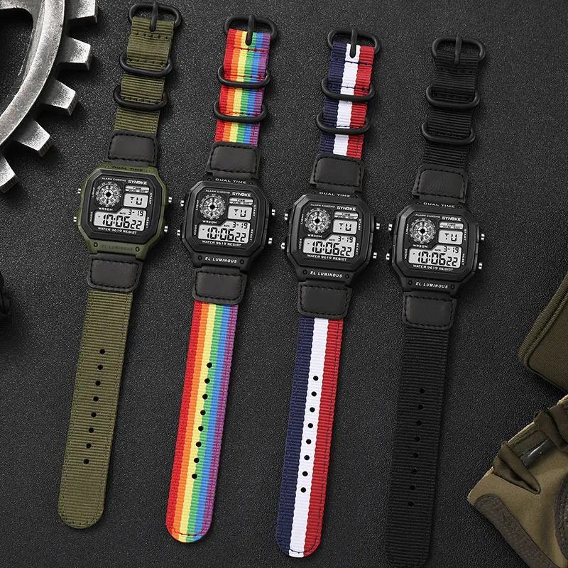 Часы наручные SYNOKE Мужские Цифровые светодиодные водонепроницаемые Роскошные