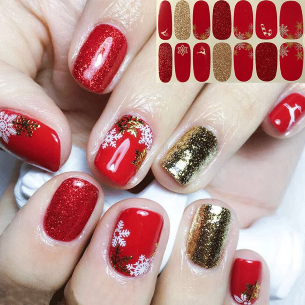 8 листов профессиональных наклеек для ногтей женщин на Рождество полная паста