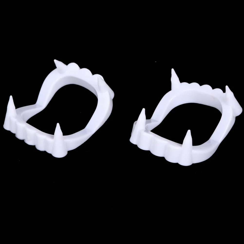 

4pcs Cosplay Props Dentures Witches Zombie Dress up Toys Spoof Tooth for Halloween Party (White)