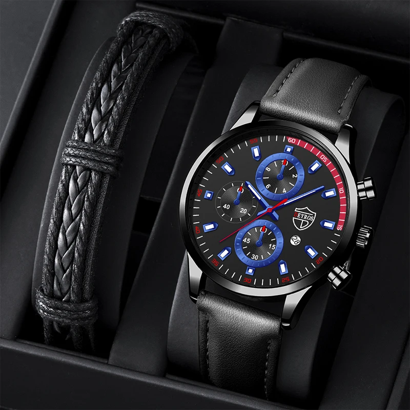 

Luxury Brand Men's Leather Watches for Men Stainless Steel Quartz Wristwatch Men Casual Business Sport Bracelet Luminous Clock