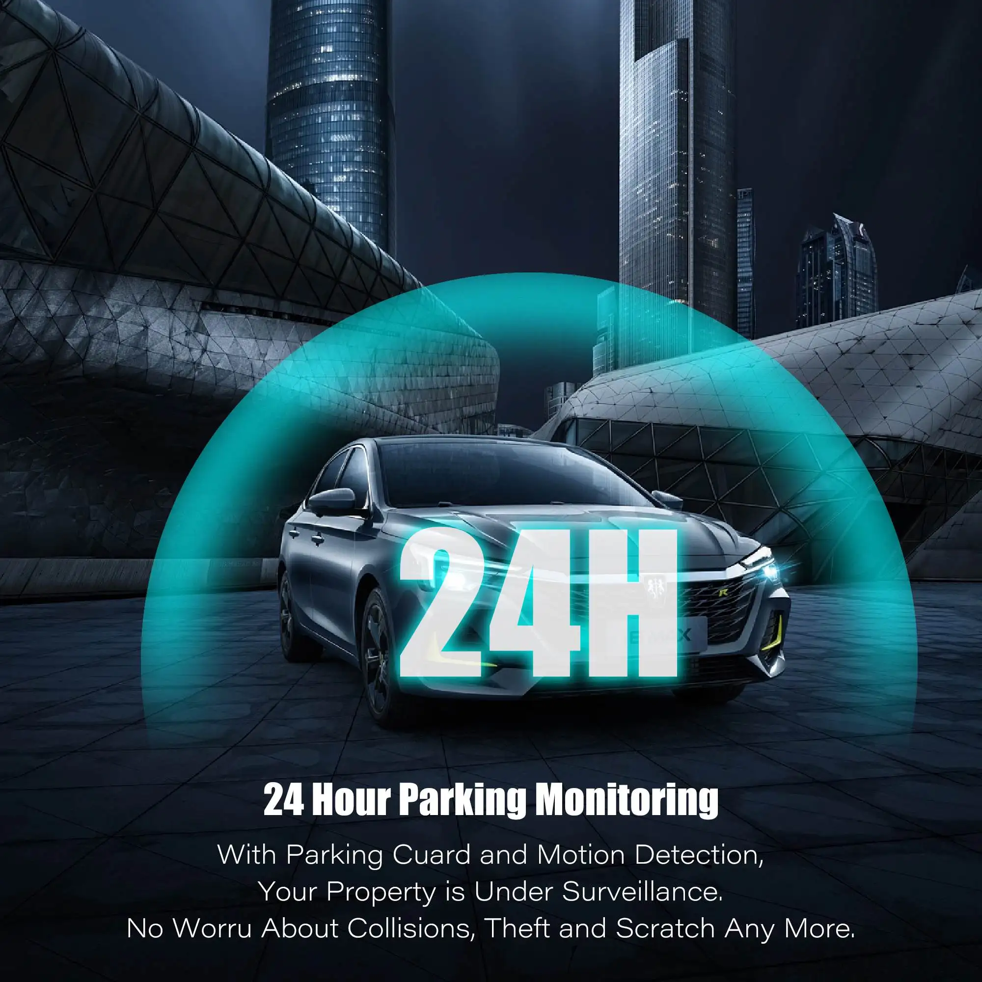 Автомобильный видеорегистратор с 3 камерами и s-объективом 1080 дюйма 24 часа HD 1080P