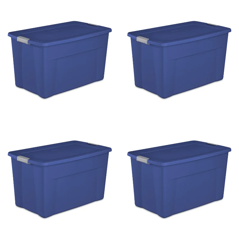 

35 Gallon Latch Tote Plastic, Stadium Blue, Set of 4