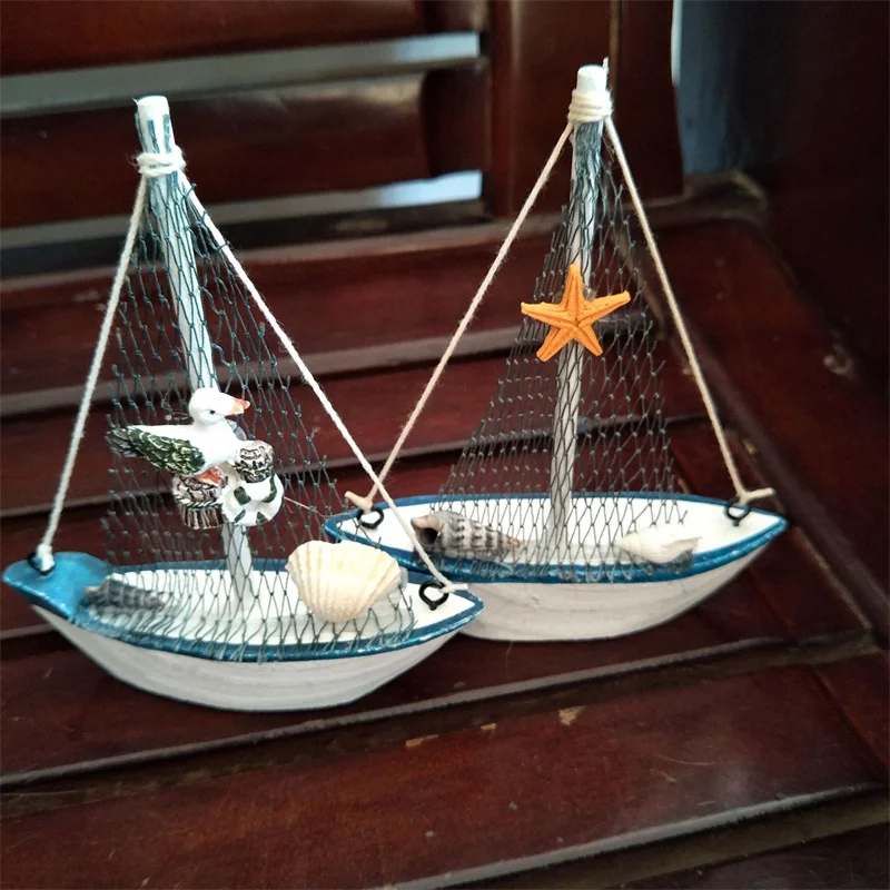 

Marine Nautical Creative Sailboat Mode Room Decor Figurines Miniatures Mediterranean Style Ship Small boat ornaments