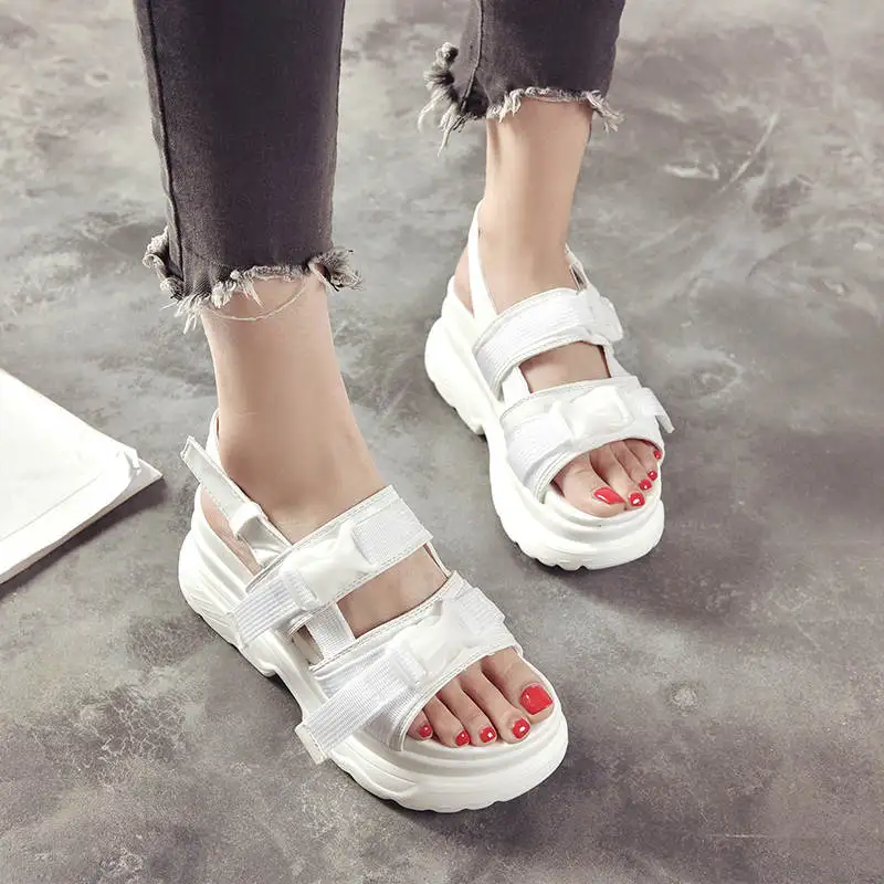 

Heels Woman Sneakers New Sandals With Ties Snickers Sports Sandals With Rubber Sole Women's Flip-Flops Chassures Tennis Kawaii