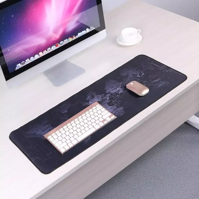 

Big Mouse Pad Good Toughness and Strong Endurance World Map Anti-slip Natural Rubber Gaming Mousepad with Locking Edge