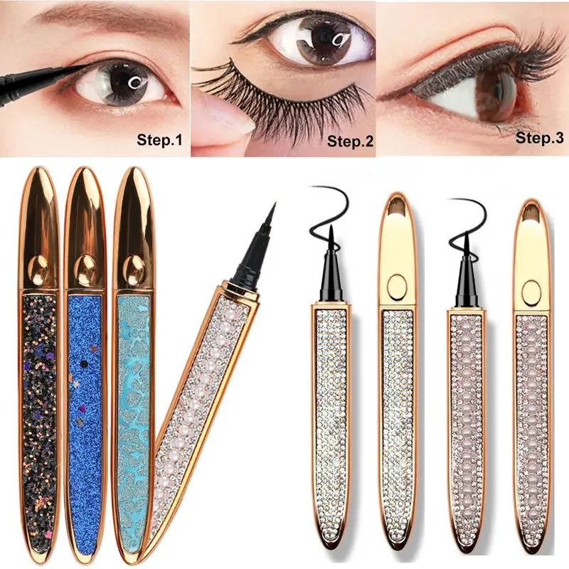 

Eyelash Liner Glue Eye Makeup Liquid Eyeliner 2 in 1 Eye Liner Self-adhesive Hot New Diamond Bling Non-Magnet No Glue Waterproof
