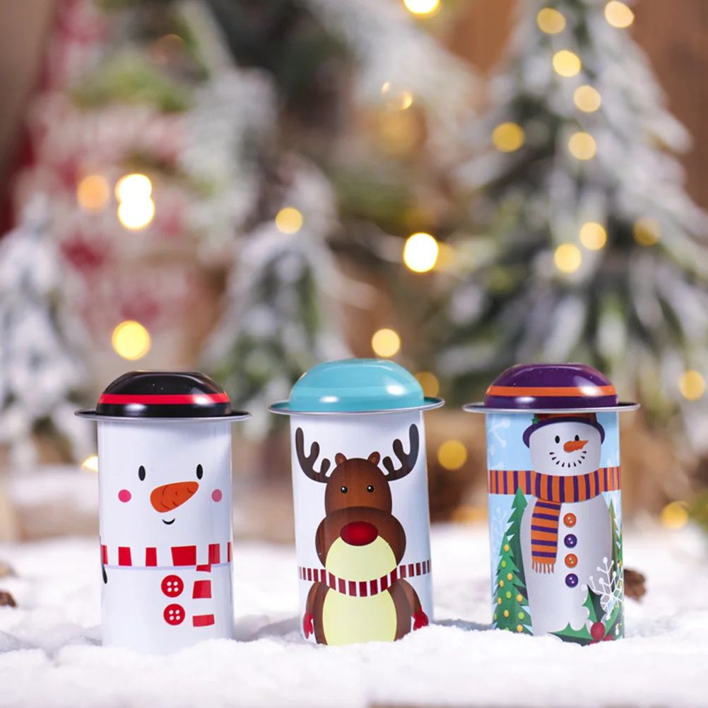 

3pcs Christmas Candy Jars Decorative Cases Gift Storage Box for Home Shop Party Random Pattern