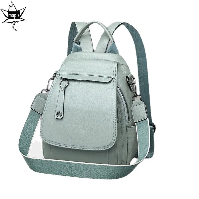 Italian Cow Leather Backpacks for Women Vintage Style Anti-theft Shoulder Bags School Bag Female Functional Leather Knapsacks